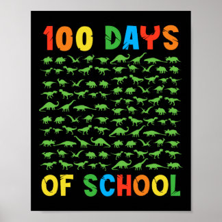 100th Day Of School Teacher Kids 100 Days Dinosaur Poster