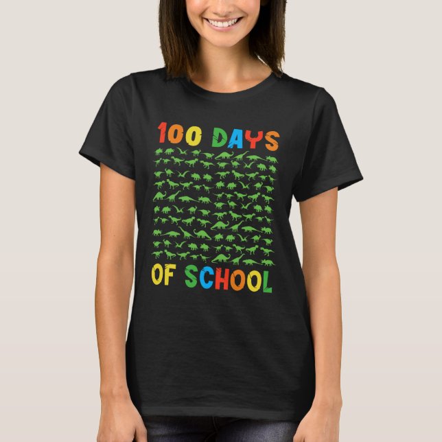 100th Day Of School Teacher Kids 100 Days Dinosaur T-Shirt (Front)
