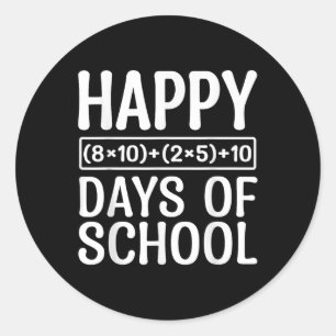 100th Day Of School Teacher Kids 100 Days Math Equ Classic Round Sticker
