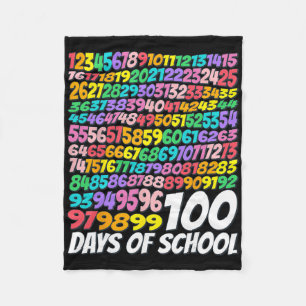 100th Day Of School Teacher Kids 100 Days Math Num Fleece Blanket