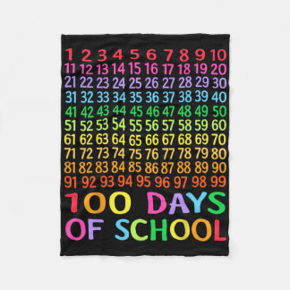 100th Day Of School Teacher Kids 100 Days Math Num Fleece Blanket