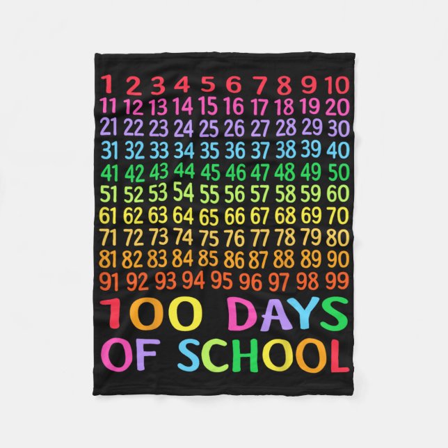 100th Day Of School Teacher Kids 100 Days Math Num Fleece Blanket (Front)