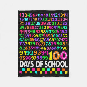 100th Day Of School Teacher Kids 100 Days Math Num Fleece Blanket
