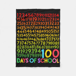 100th Day Of School Teacher Kids 100 Days Math Num Fleece Blanket