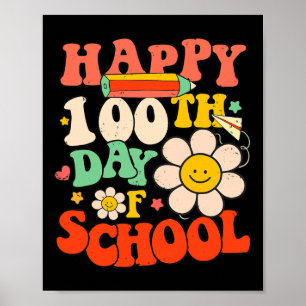 100th Day Of School Teacher Kids 100 Days Retro Gr Poster