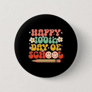 100th Day Of School Teacher Kids Retro Groovy 100  6 Cm Round Badge