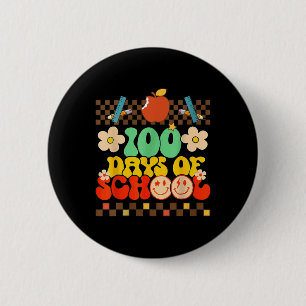 100th Day Of School Teacher Kids Retro Groovy 100 6 Cm Round Badge