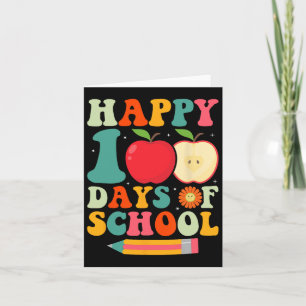 100th Day Of School Teacher Kids Retro Groovy 100 Card