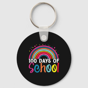100th Day Of School Teacher Kids Retro Groovy 100 Key Ring