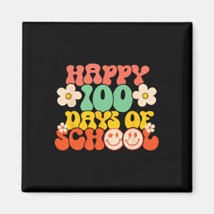 100th Day Of School Teacher Kids Retro Groovy 100 Magnet