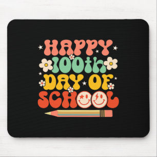 100th Day Of School Teacher Kids Retro Groovy 100  Mouse Pad