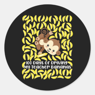 100th Day Of School Teacher Monkey Pun Nana  Classic Round Sticker