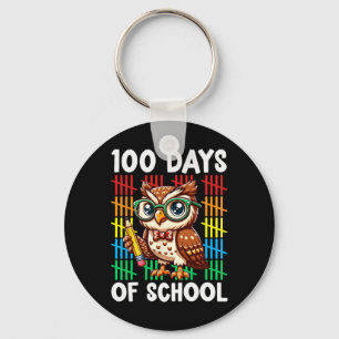 100th Day Of School Teacher Owl Pencil Happy 100 D Key Ring