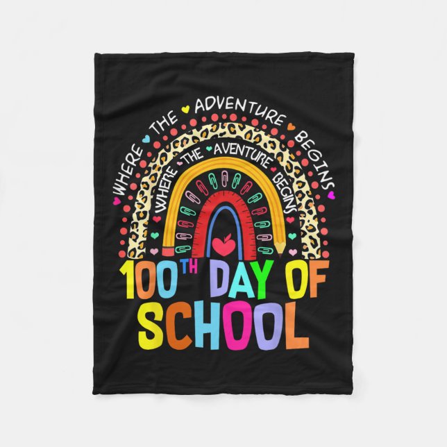 100th Day Of School Teacher Student 100 Days Smart Fleece Blanket (Front)