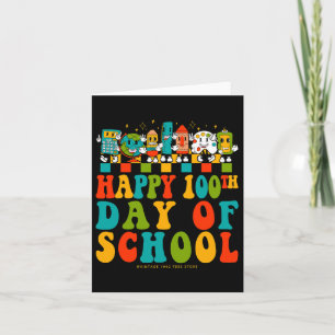 100th Day Of School Teacher Student Kids Groovy Hi Card