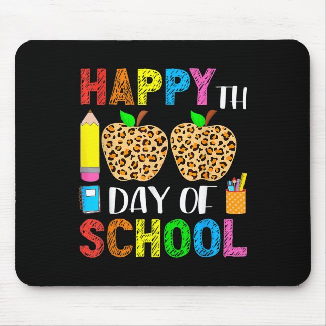 100th Day Of School Teacher Student Leopard 100 Da Mouse Pad (Front)