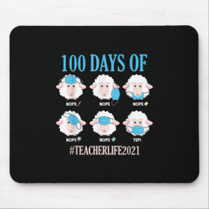 100th Day Of School Teacher Teacherlife 2021 Sheep Mouse Pad