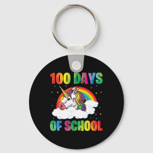 100th Day Of School Teacher Unicorn Kids 100 Days Key Ring