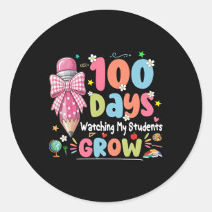 100th Day Of School Teacher Women Floral Books Classic Round Sticker