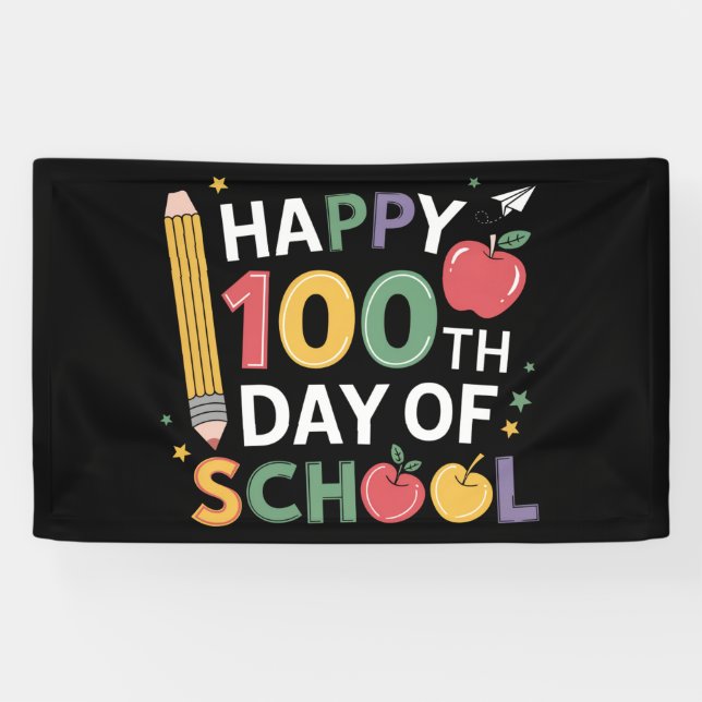 100th Day of School Teachers Happy 100 Days Banner (Horizontal)