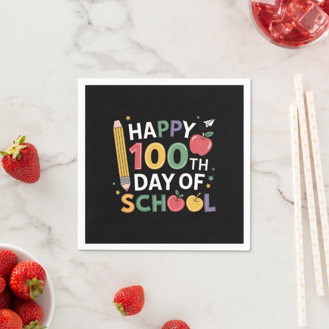 100th Day of School Teachers Happy 100 Days Napkin (Insitu)