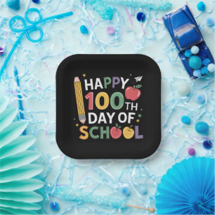 100th Day of School Teachers Happy 100 Days Paper Plate