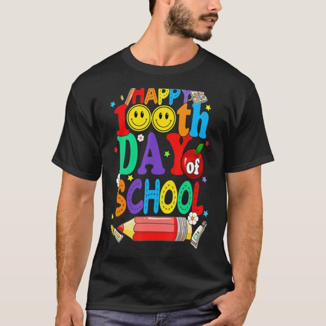 100th Day Of School Teachers Kids Child Happy 100  T-Shirt (Front)