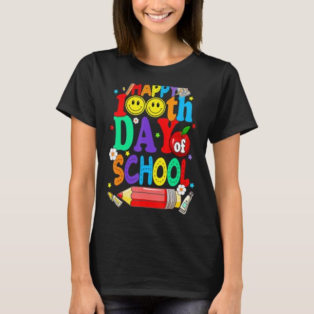 100th Day Of School Teachers Kids Child Happy 100  T-Shirt (Front)