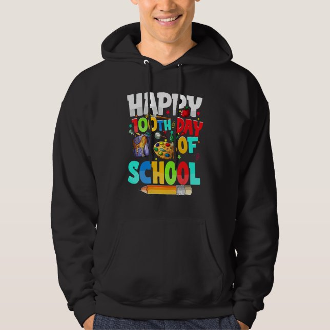 100th Day Of School Teachers Kids Happy 100 Days O Hoodie (Front)