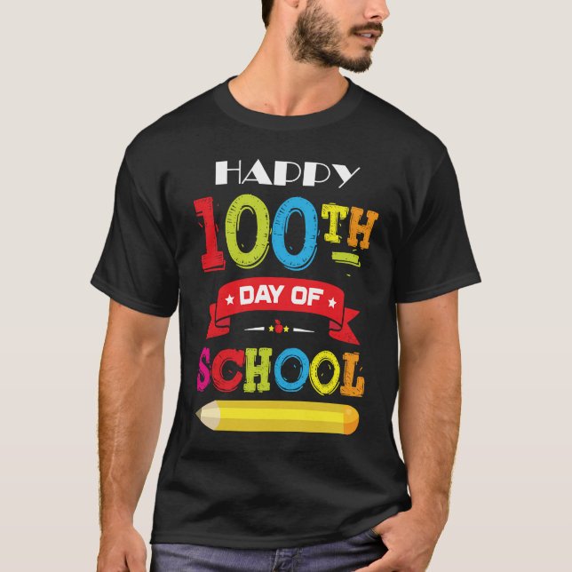100th Day Of School Teachers Kids Happy 100 Days T-Shirt (Front)