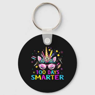 100th Day Of School Unicorn 100 Days Smarter Kinde Key Ring