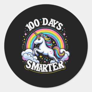100th Day Of School Unicorn 100 Days Smarter Toddl Classic Round Sticker