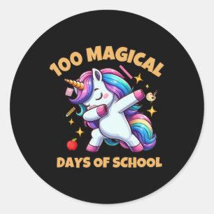 100th Day Of School Unicorn 100 Magical Days Teach Classic Round Sticker