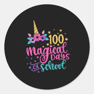 100th Day Of School Unicorn 100 Magical Days Teach Classic Round Sticker