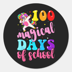 100th Day Of School Unicorn 100 Magical Days Teach Classic Round Sticker