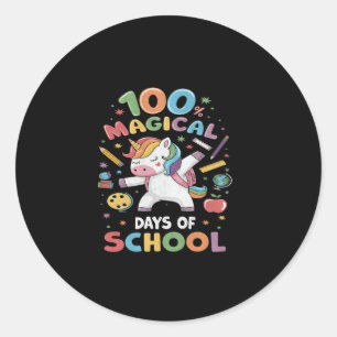 100th Day of School Unicorn 100 Magical Days Teach Classic Round Sticker