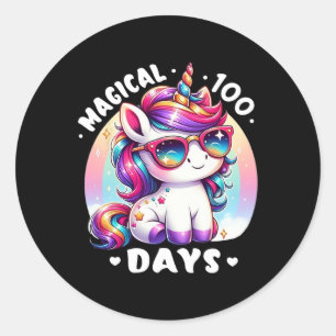 100th Day Of School Unicorn 100 Magical Days Teach Classic Round Sticker