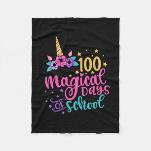 100th Day Of School Unicorn 100 Magical Days Teach Fleece Blanket