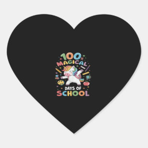 100th Day of School Unicorn 100 Magical Days Teach Heart Sticker