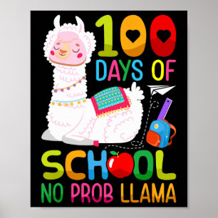 100th Day of School Unicorn Girls 100 Days of Scho Poster