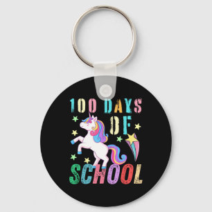 100th Day Of School Unicorn Kids 100 Days Smarter Key Ring