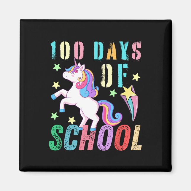 100th Day Of School Unicorn Kids 100 Days Smarter  Magnet (Front)