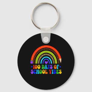 100th Day Of School Vibes Cute Rainbow 100 Days Of Key Ring