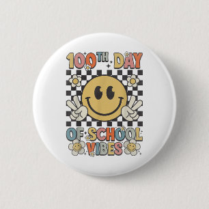 100th Day Of School Vibes Cute Smile Face 100 6 Cm Round Badge