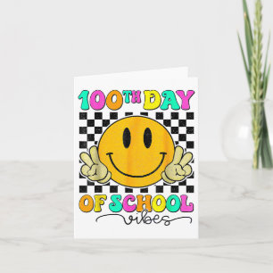 100th Day Of School Vibes Cute Smile Face 100 Card