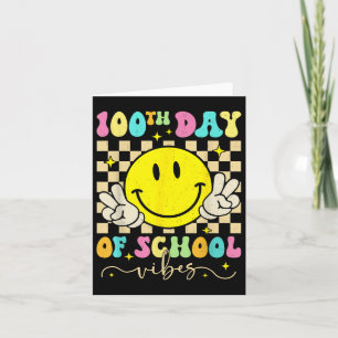 100th Day Of School Vibes Cute Smile Face 100 Days Card