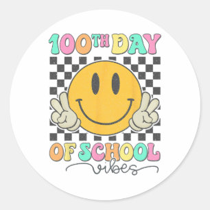 100th Day Of School Vibes Cute Smile Face 100 Days Classic Round Sticker