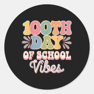 100th Day Of School Vibes Cute Smile Face 100 Days Classic Round Sticker