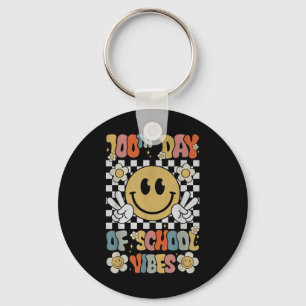 100th Day Of School Vibes Cute Smile Face 100 Days Key Ring