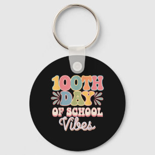 100th Day Of School Vibes Cute Smile Face 100 Days Key Ring